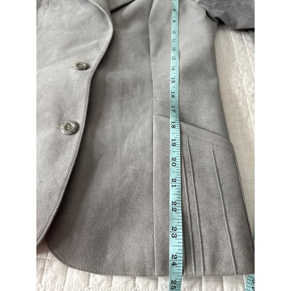 Vintage Yves St Simon Grey Suede Leather Skirt Suit  Two-Piece - Picture 14 of 16